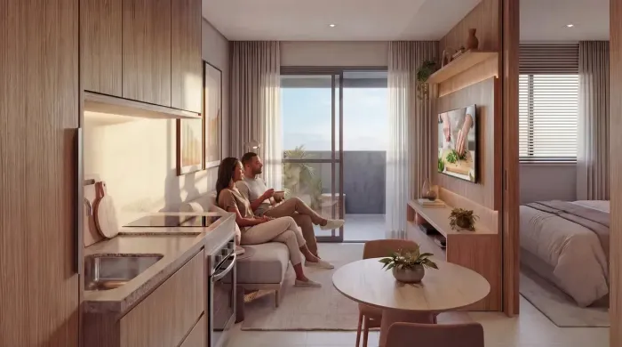 Studios no Recreio Pontal Oceânico, com lazer e transporte e a 5 minutos das praias