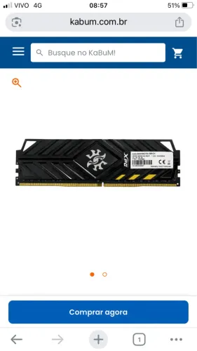 Memória ddr4 XPG 3000hz com RGB