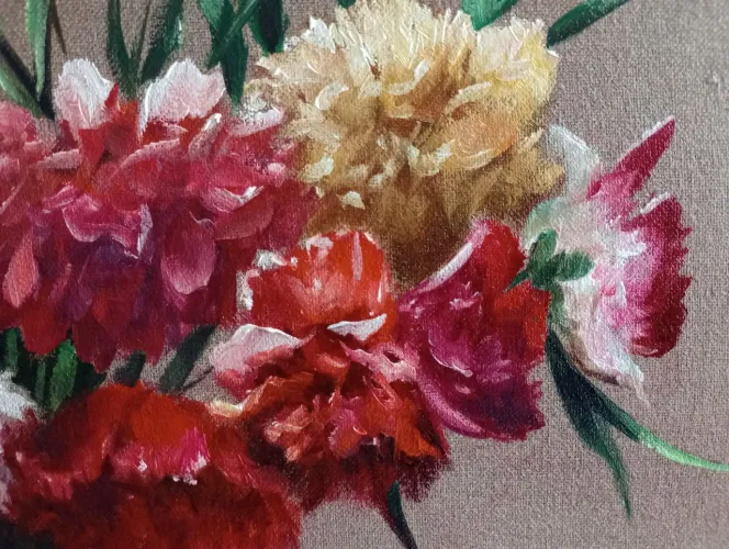 Pintura óleo sobre tela 40x50 "Cravos" Bosco