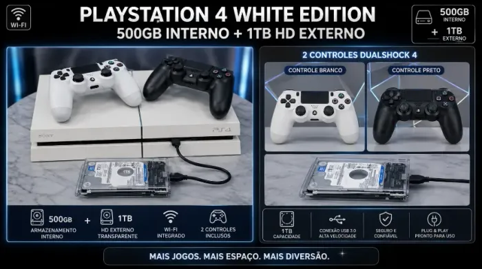 Ps4 FAT White Edition - Desbloqueado