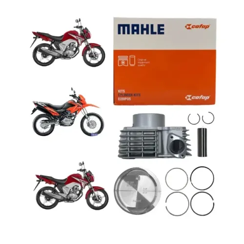 Kit Cilindro Motor Camisa Pistão e anéis Honda Titan 150 Bros 150 2004 A 2015 Metal Leve C