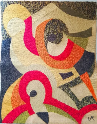 Tapeçaria modernista anos 70 original de Elsy Machado (95x120cm)