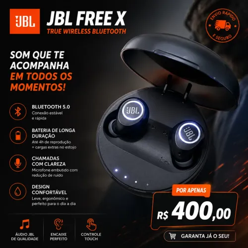 Fone de Ouvido Jbl,Free x Bluetooth