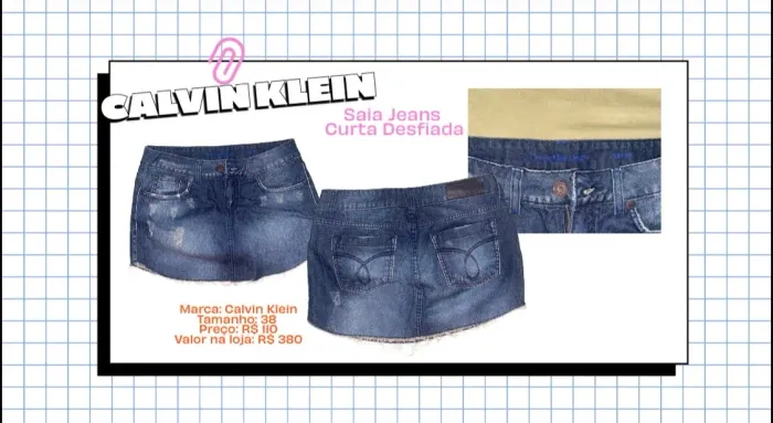 Saia Jeans Curta Desfiada Calvin Klein