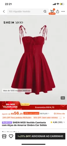 Vestido vermelho com alças pra amarrar