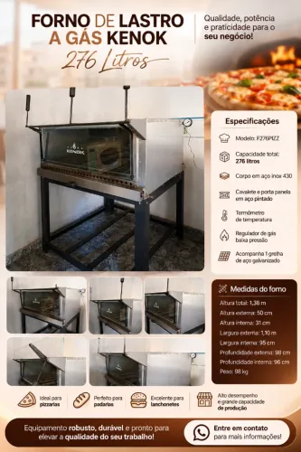 Forno de lastro a gás kenok 276 litros 