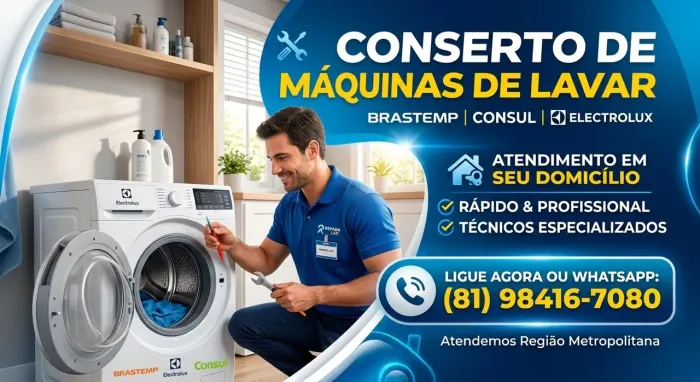 Conserto de Máquinas de Lavar - Brastemp, Consul e Electrolux (A Domicílio)