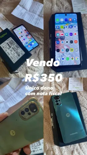 Vendo celular moto g 22 em perfeito estado só com marcas de uso com nota fiscal