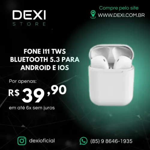 Fone de Ouvido Bluetooth I11 TWS sem Fio Branco Lehmox