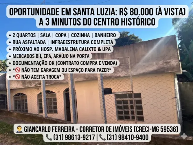 OPORTUNIDADE EM SANTA LUZIA - R$ 80.000 (À VISTA)