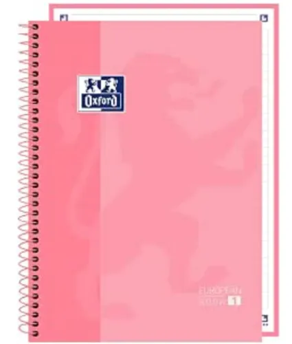 Caderno Espiral Capa Dura - Oxford Europeanbook - 1 Materia - 80 Folhas - Rosa Pastel