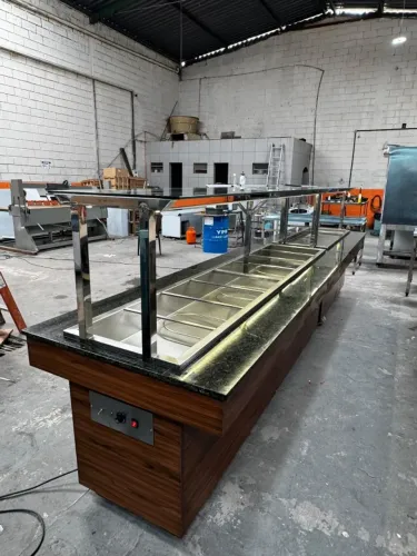 Self service banho maria - com mdf, granito verde ubatuba, leds (d)
