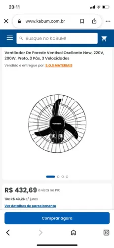 Ventilador de parede Ventisol