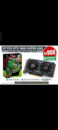 Placa de Vídeo PCYES GTX 1660 Super 6GB GDDR6 Dual Fan - Testada