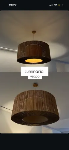 Luminária rústica - detalhe em madeira