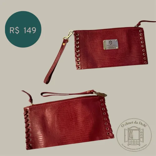 Clutch Carmim em Couro Texturizado ?