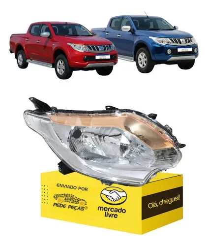 Farol Direito L200 Triton 2017 2018 2019 Manual Cromado Direito/passageiro