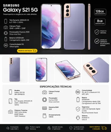 Samsung Galaxy S21 Ultra 5g 5g 128 Gb - 12 Gb Ram (Usado)