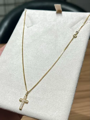 Cordão de ouro com pingente cravejado 4.55g ( LOJA FÍSICA )
