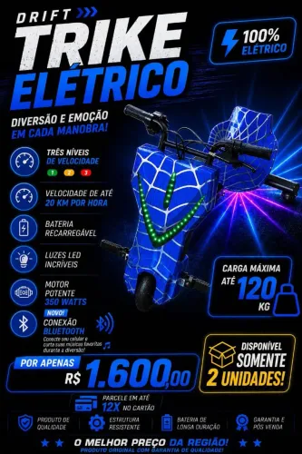 Patinete triciclo eletrico drift 120kg