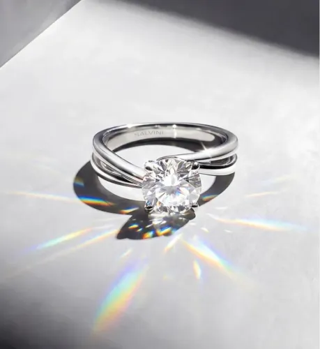 Aliança de noivado (Italiana, ouro branco com diamante)