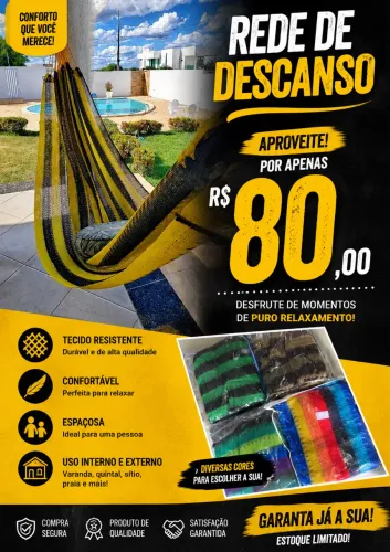 Redes Nylon Colorida Confortável Reforçada