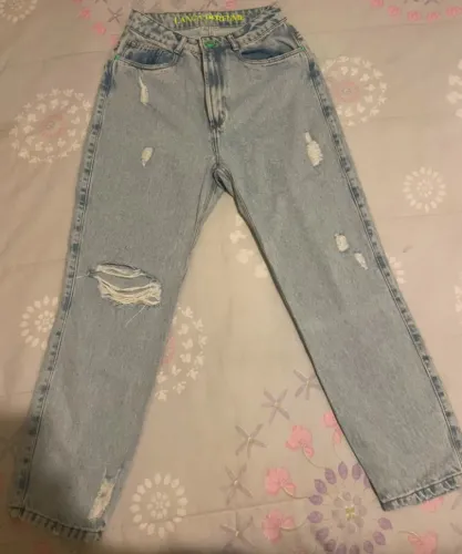 Calça Jeans Lança Perfume Feminina Tam 36 Destroyed 100% Algodão Seminova