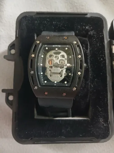 Relógio Sonne Skull Black Masculino Estilo Richard Mille - Com Estojo