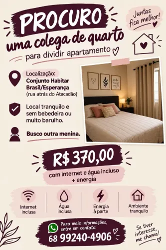 BUSCO COLEGA DE QUARTO - apartamento 2 quartos