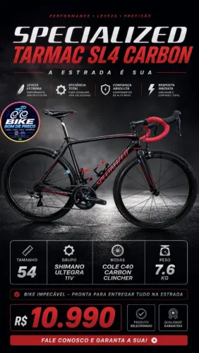 SPECIALIZED TARMAC SL4 CARBON TAMANHO 54 impecável, oportunidade 