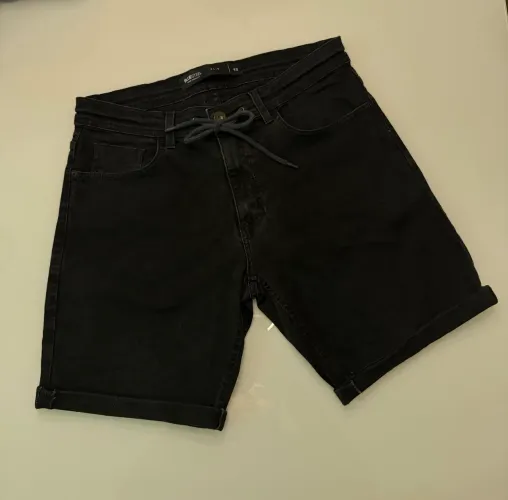 Bermuda Jeans Preta Masculina BlueSteel Tamanho 40