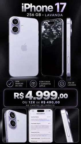 iPhone 17 256GB Lavanda | sem marcas de uso | aceito moto de maior valor