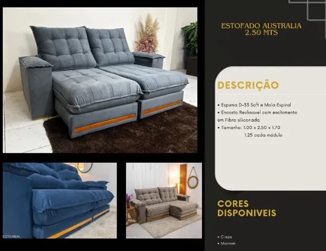 Sofá Retrátil Austrália Novo