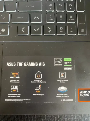 SUS TUF GAMING A16 AMD Ryzen 9 270 w 32gb DDR5 RTX 5070. - 8gb Fonte de 240w Tela 16
