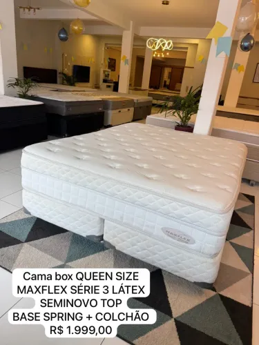 Cama box Queen Size MAXFLEX SÉRIE 3 LÁTEX SEMINOVO TOP - ENTREGAMOS