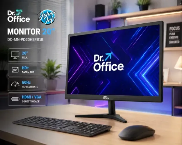 Monitor Dr. Office 20" HD+ LED 60Hz HDMI VGA Preto