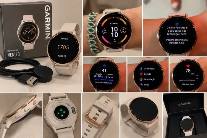 Smartwatch Garmin Venu 3S Rosé GPS com Caixa e Carregador