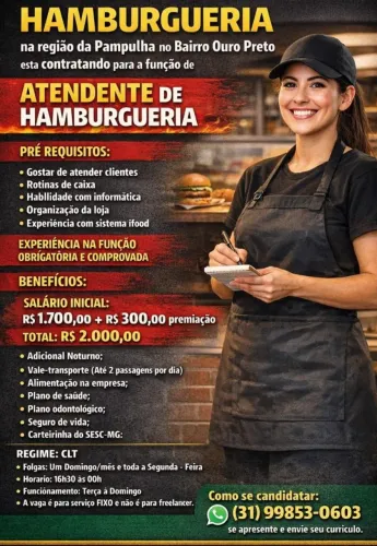ATENDENTE CAIXA - HAMBURGUERIA