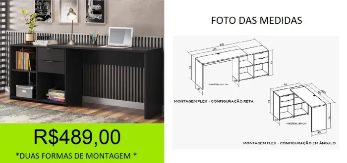 escrivaninha - duas formas de montagem - compre e retire hoje mesmo