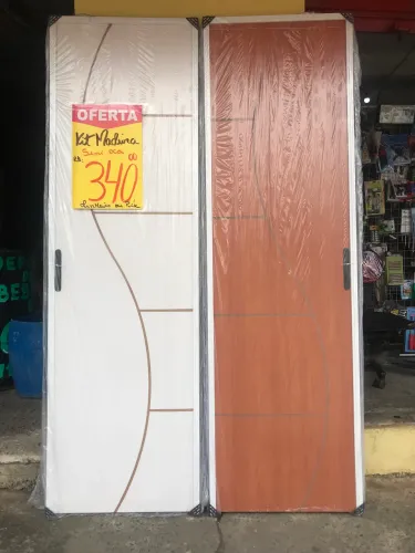 Porta madeira semi oca kit completo