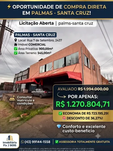 ? PRÉDIO COMERCIAL EM PALMAS - SANTA CRUZ!