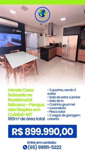 Vendo Casa Sobrado no Residencial Mônaco - Parque das Nações em Cuiabá-MT