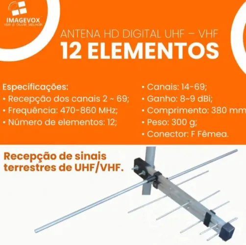 ANTENA DE TV DIGITAL IMAGEVOX 12 ELEMENTOS-HASTES 