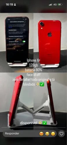 IPHONE XR CELULAR TA 0 128gb BATERIA 80% ZERO DETALHE! TUDO ORIGINAL E TA BLINDADO!!!?