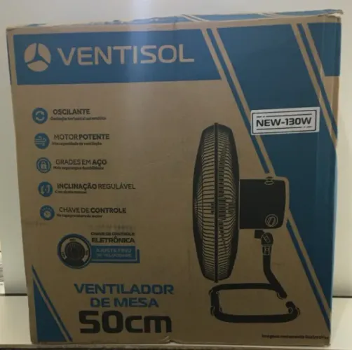 Ventilador de Mesa Ventisol 50cm New 130W 220V - preto - base e grade metálicas