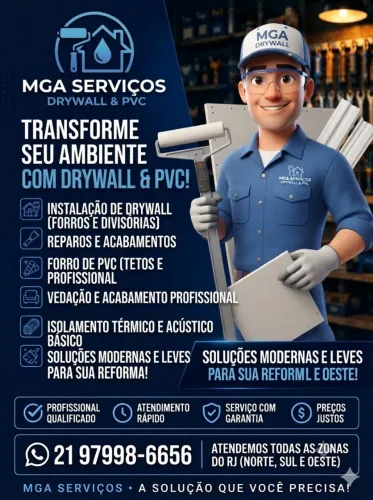 Instalação de Drywall e PVC - Forros, Paredes e Acabamentos no RJ