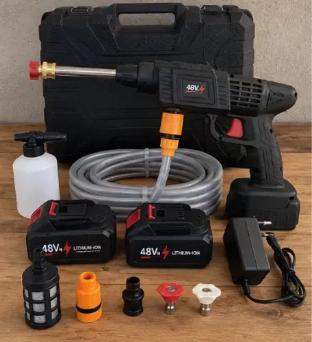 Lavadora de Alta Pressão Portátil Sem Fio 48V - Kit Completo com 2 Baterias