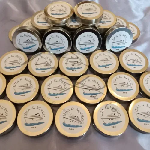 Vela aromática pote metal 20 gramas. Aromas e Carinho