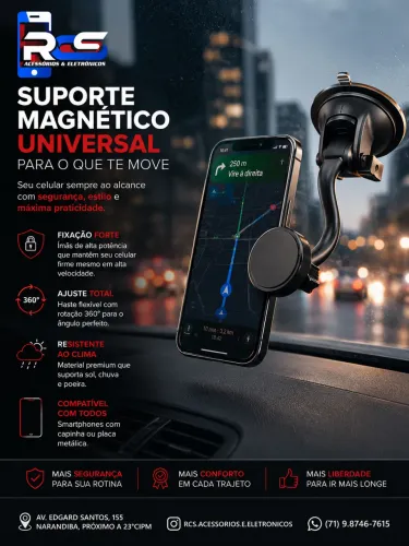 Suporte Para Celular Magnético Pára-Brisa