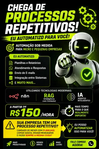 AUTOMAÇÃO EMPRESARIAL INTELIGENTE A PARTIR DE R$150/HORA